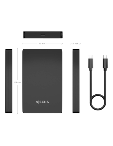 AISENS ASE-2542B caja para disco duro externo Caja de disco duro (HDD) Negro 2.5"