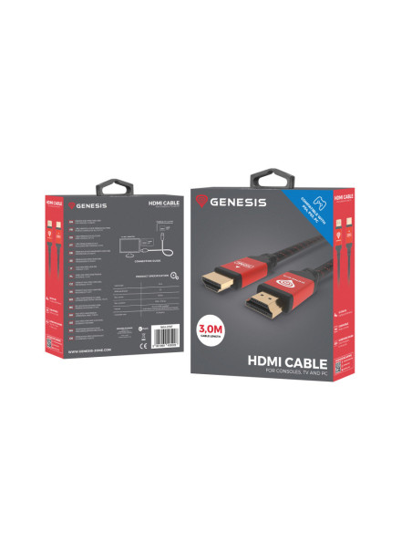 GENESIS NKA-0787 cable HDMI 3 m HDMI tipo A (Estándar) Negro, Rojo