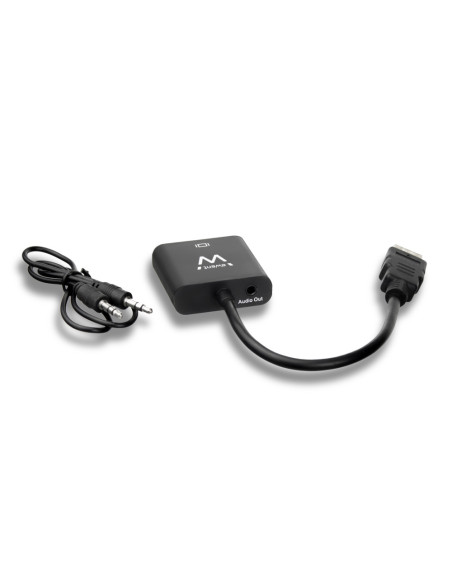 Ewent EW9864 adaptador de cable de vídeo 0,2 m HDMI VGA, 3.5mm Negro
