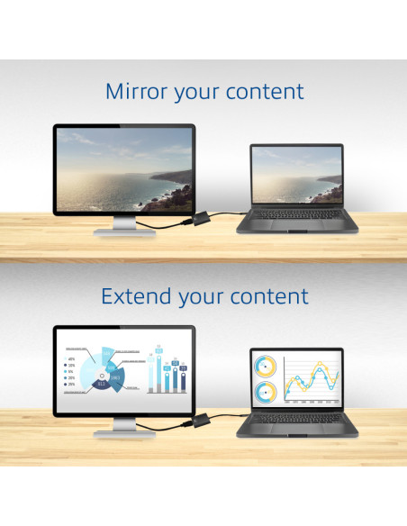 Ewent EW9825 adaptador de cable de vídeo 0,15 m USB Tipo C DisplayPort Negro