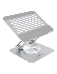 TooQ Soporte de Sobremesa con rotación 360° y ajustable para dispositivos de hasta 13”, Color Plata