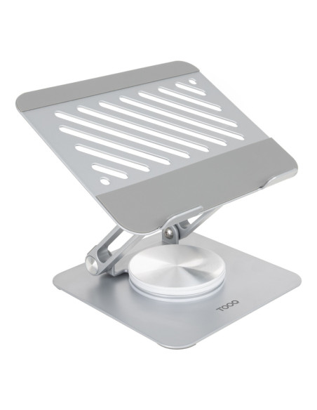 TooQ Soporte de Sobremesa con rotación 360° y ajustable para dispositivos de hasta 13”, Color Plata