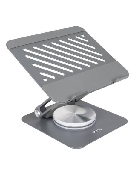 TooQ Soporte Elevador con rotación 360° y ajustable, para dispositivos de hasta 13”, Color Gris Oscuro