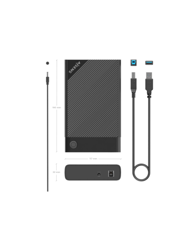 AISENS ASE-3529B caja para disco duro externo Caja de disco duro (HDD) Negro 3.5"