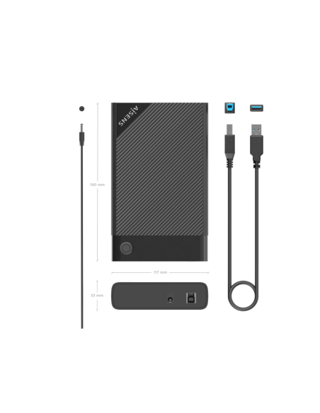 AISENS ASE-3529B caja para disco duro externo Caja de disco duro (HDD) Negro 3.5"