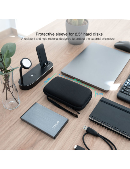 TooQ Estuche Protector para Caja Externa de 2.5”, Negro