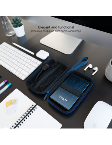 TooQ Estuche Protector para Caja Externa de 2.5”, Azul Pacífico