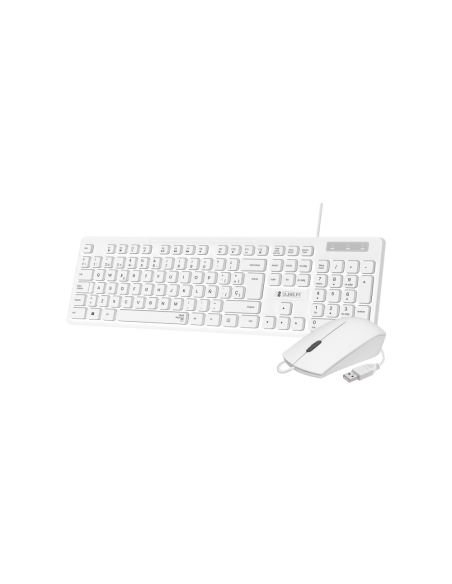 SUBBLIM Teclado Ergonómico y ratón Combo Business Slim Silencioso con cable USB Blanco