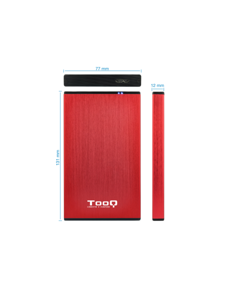 TooQ TQE-2527R caja para disco duro externo Caja de disco duro (HDD) Negro, Rojo 2.5"