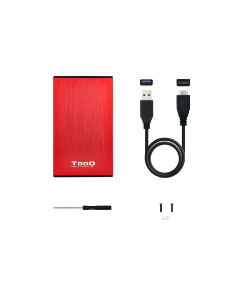 TooQ TQE-2527R caja para disco duro externo Caja de disco duro (HDD) Negro, Rojo 2.5"
