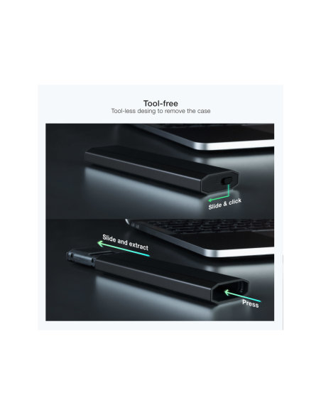 TooQ Shura Caja externa para unidad de estado sólido (SSD) Negro M.2