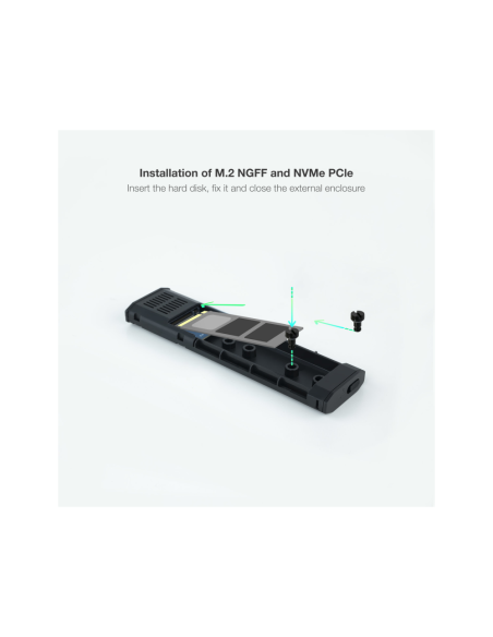 TooQ Shura Caja externa para unidad de estado sólido (SSD) Negro M.2