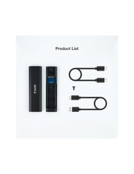 TooQ Shura Caja externa para unidad de estado sólido (SSD) Negro M.2