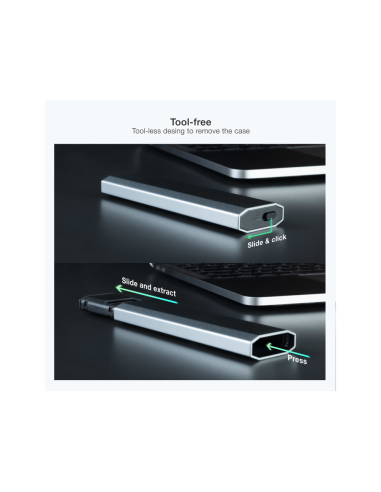 TooQ Shura Caja externa para unidad de estado sólido (SSD) Gris M.2