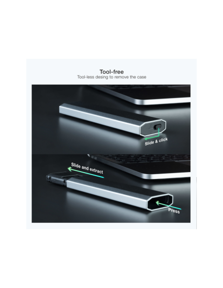 TooQ Shura Caja externa para unidad de estado sólido (SSD) Gris M.2