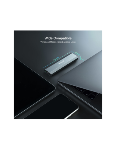 TooQ Shura Caja externa para unidad de estado sólido (SSD) Gris M.2