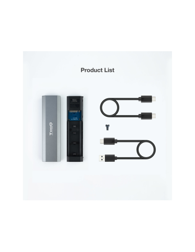 TooQ Shura Caja externa para unidad de estado sólido (SSD) Gris M.2