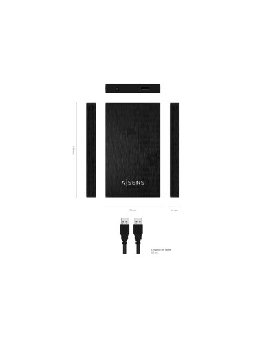 AISENS Caja Externa 2,5? ASE-2523B 9.5MM SATA a USB 3.0/USB3.1 GEN1, Negra