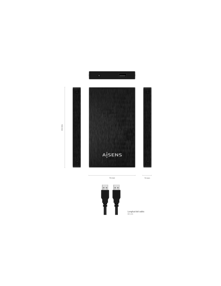 AISENS Caja Externa 2,5? ASE-2523B 9.5MM SATA a USB 3.0/USB3.1 GEN1, Negra