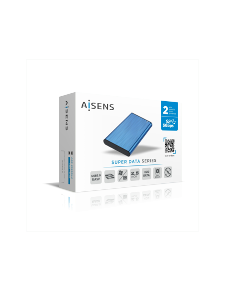 AISENS Caja Externa 2,5" ASE-2525BLU 9.5mm SATA a USB 3.0/USB3.1 Gen1, Azul
