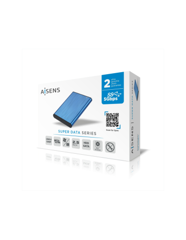 AISENS Caja Externa 2,5" ASE-2525BLU 9.5mm SATA a USB 3.0/USB3.1 Gen1, Azul