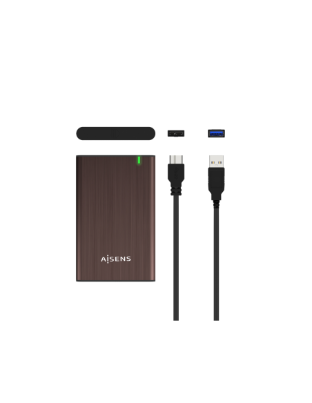 AISENS Caja Externa 2.5" ASE-2525BWN 9.5 mm SATA A USB 3.0/USB 3.1 Gen1, Marron