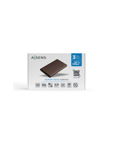 AISENS Caja Externa 2.5" ASE-2525BWN 9.5 mm SATA A USB 3.0/USB 3.1 Gen1, Marron