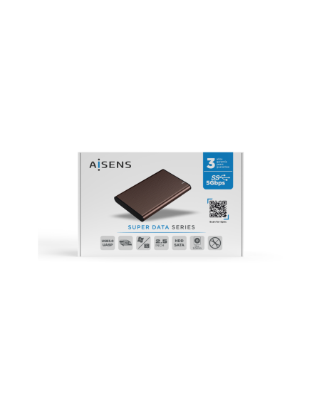 AISENS Caja Externa 2.5" ASE-2525BWN 9.5 mm SATA A USB 3.0/USB 3.1 Gen1, Marron