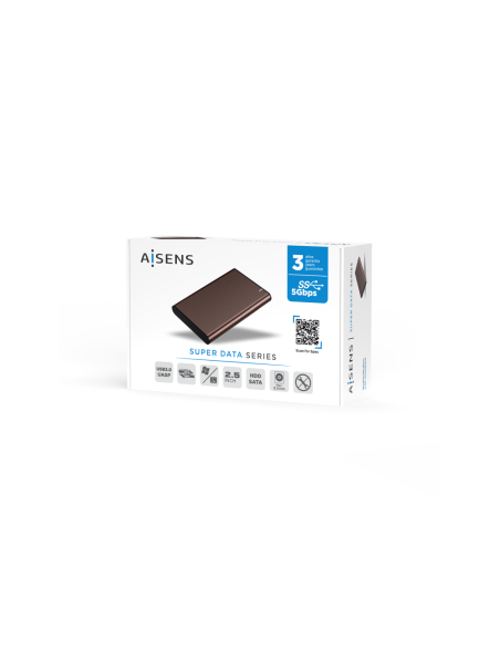 AISENS Caja Externa 2.5" ASE-2525BWN 9.5 mm SATA A USB 3.0/USB 3.1 Gen1, Marron