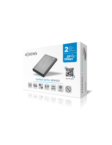 AISENS Caja Externa 2.5" ASE-2525GR 9.5mm SATA A USB 3.0 / USB 3.1 Gen1, Gris