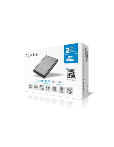 AISENS Caja Externa 2.5" ASE-2525GR 9.5mm SATA A USB 3.0 / USB 3.1 Gen1, Gris