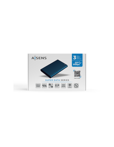 AISENS Caja Externa 2.5" ASE-2525PB 9.5 mm SATA A USB 3.0/USB 3.1 Gen1, Azul Pacifico