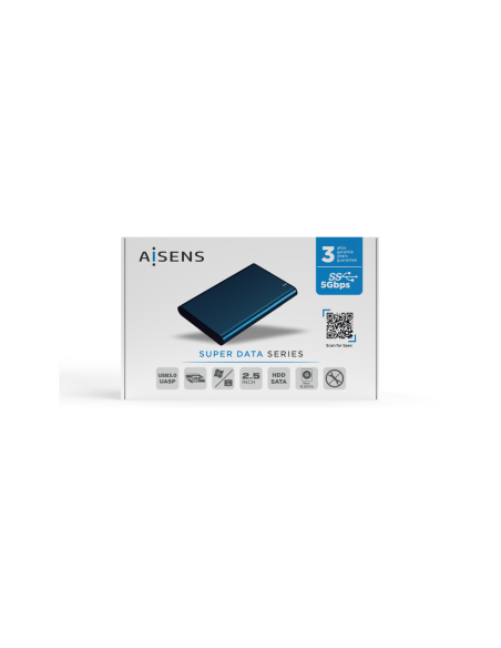 AISENS Caja Externa 2.5" ASE-2525PB 9.5 mm SATA A USB 3.0/USB 3.1 Gen1, Azul Pacifico