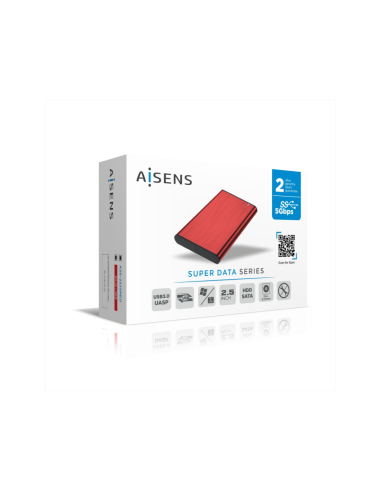 AISENS Caja Externa 2,5" ASE-2525RED 9.5mm SATA a USB 3.0/USB3.1 Gen1, Rojo