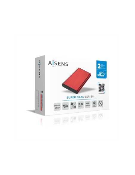 AISENS Caja Externa 2,5" ASE-2525RED 9.5mm SATA a USB 3.0/USB3.1 Gen1, Rojo