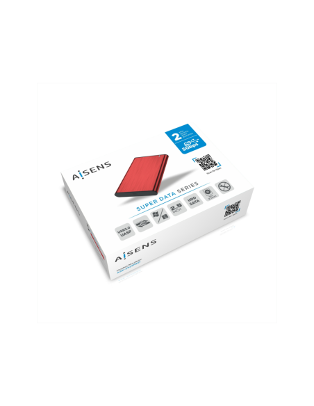 AISENS Caja Externa 2,5" ASE-2525RED 9.5mm SATA a USB 3.0/USB3.1 Gen1, Rojo