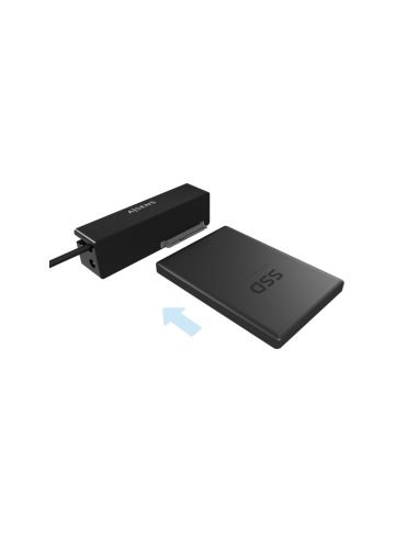 AISENS Adaptador ASE-35C02B SATA a USB-C USB 3.0/USB3.1 GEN1 para Discos Duros 2.5" y 3.5" con Alimentador, Negro