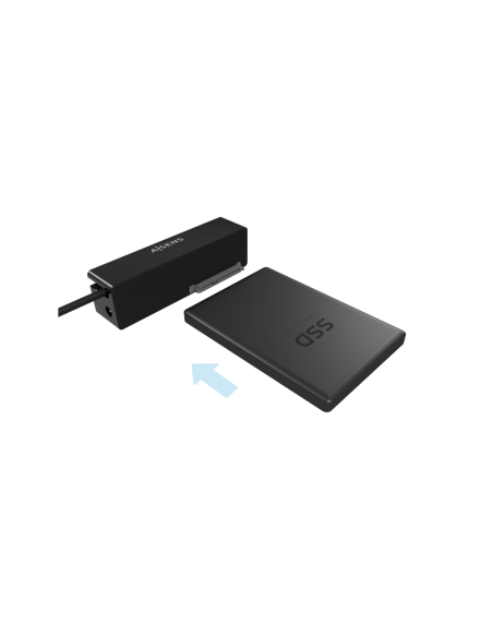 AISENS Adaptador ASE-35C02B SATA a USB-C USB 3.0/USB3.1 GEN1 para Discos Duros 2.5" y 3.5" con Alimentador, Negro