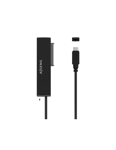 AISENS Adaptador ASE-35C02B SATA a USB-C USB 3.0/USB3.1 GEN1 para Discos Duros 2.5" y 3.5" con Alimentador, Negro