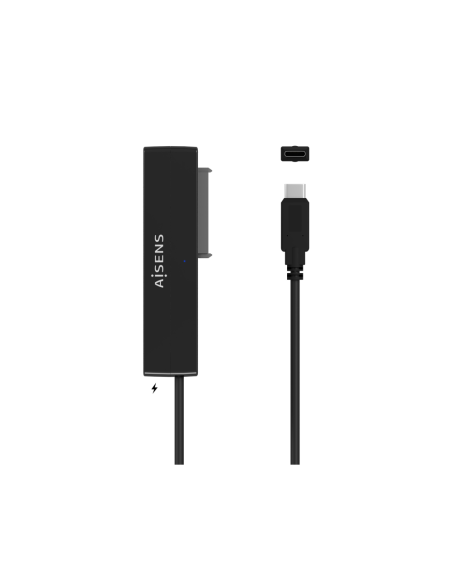AISENS Adaptador ASE-35C02B SATA a USB-C USB 3.0/USB3.1 GEN1 para Discos Duros 2.5" y 3.5" con Alimentador, Negro