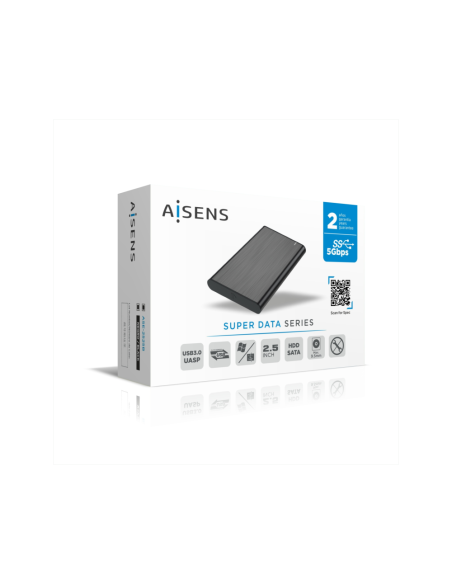 AISENS Caja Externa 2,5" ASE-2525B 9.5mm SATA a USB 3.0/USB3.1 Gen1, Negra