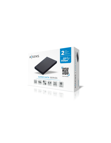 AISENS Caja externa 2,5" ASE-2530B 9.5 mm SATA a USB 3.0/USB 3.1 Gen1, Negra