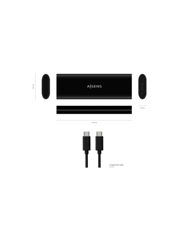 AISENS Caja Externa M.2 (NGFF) ASM2-014B SATA/NVMe A USB3.1 Gen2, Negro