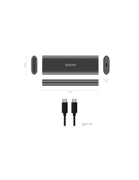 AISENS ASM2-015GR caja para disco duro externo Caja externa para unidad de estado sólido (SSD) Gris M.2
