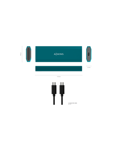 AISENS Caja Externa M.2 (NGFF) ASM2-019BLU SATA/NVMe a Usb3.1 Gen2, Azul