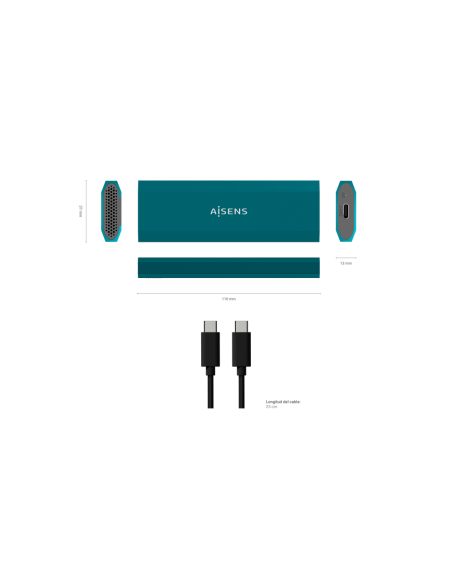 AISENS Caja Externa M.2 (NGFF) ASM2-019BLU SATA/NVMe a Usb3.1 Gen2, Azul