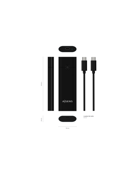 AISENS Caja Externa M.2 (NGFF) ASM2-020B NVMe a USB3.2 GEN2, Negra