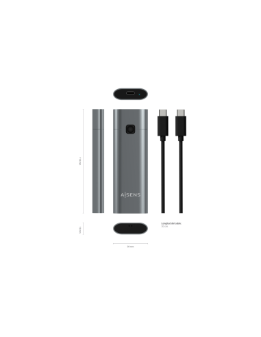 AISENS Caja Externa M.2 (NGFF) ASM2-021GR NVMe a USB3.2 GEN2, Gris