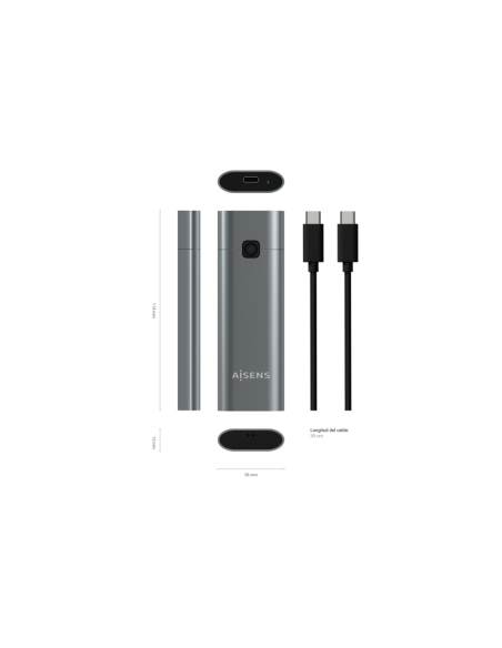 AISENS Caja Externa M.2 (NGFF) ASM2-021GR NVMe a USB3.2 GEN2, Gris