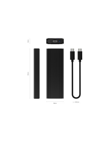 AISENS Caja Externa M.2 (NGFF) ASM2-022B NVMe A USB3.2 Gen2, Negra